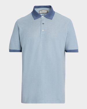 Men's Contrast-Trim Cotton Pique Polo Shirt