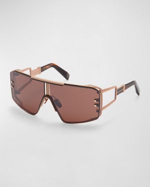 Le Masque Brown Titanium & Acetate Shield Sunglasses