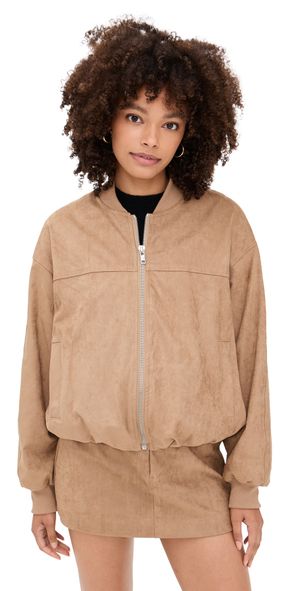 Madison the Label Deserae Faux Suede Jacket Tan L