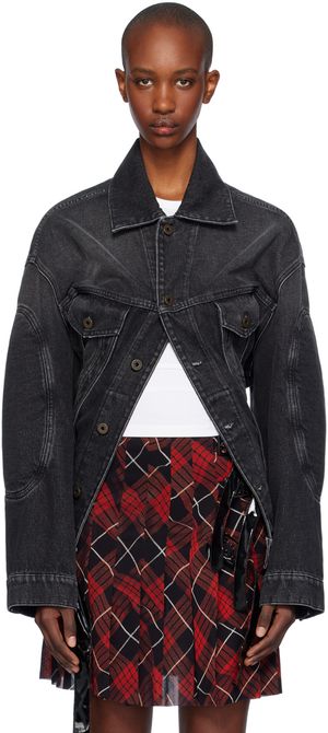 Jean Paul Gaultier Black Lacing Denim Jacket