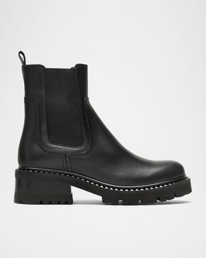 Cory Leather Lug-Sole Chelsea Booties