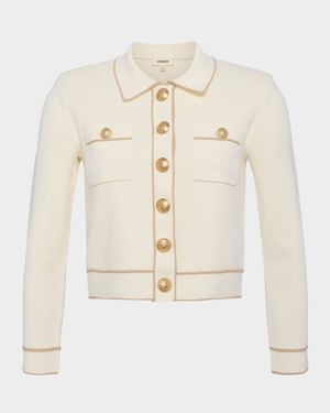 Neo Contrast-Trim Cropped Cardigan