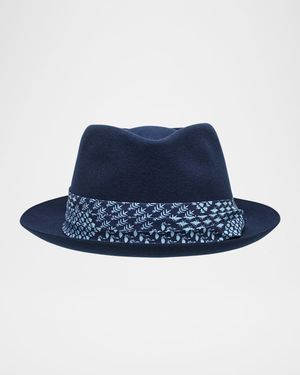 Men's Bandana-Trim Wool Panama Hat