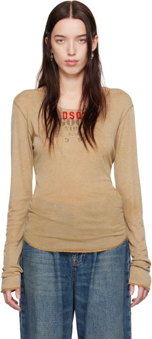 Dsquared2 T-shirt à manches longues ajusté marbré beige