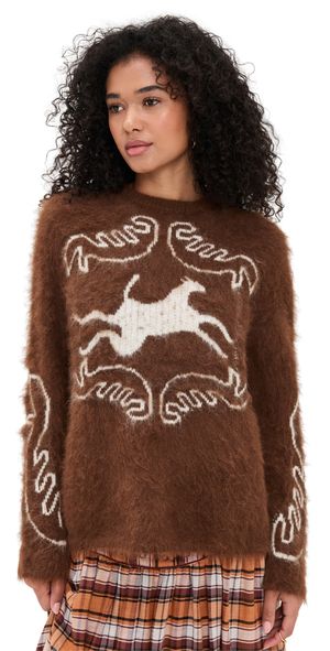 Carolina K Folklore Sweater Off White/Chocolate L