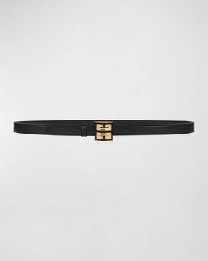 4G Leather & Brass Skinny Belt