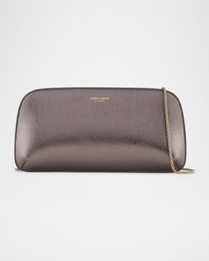 La Prima Large Metallic Leather Clutch Bag