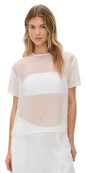 Simonett Sheer Short Sleeve Blouse White M/L