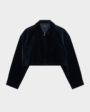 Velvet Zip-Up Crop Jacket