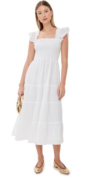 Hill House Home The Ellie Nap Dress White Organza Seersucker L