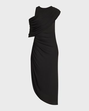 Gabrielle Draped Matte Jersey Midi Dress