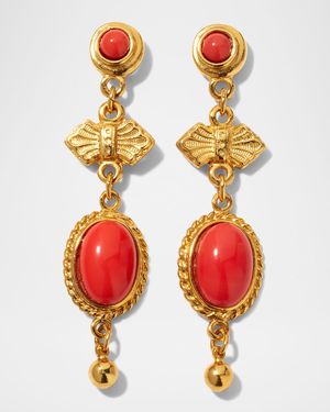 Red Oval Drop Earrings