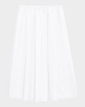 Stripe Pleated Midi Skirt