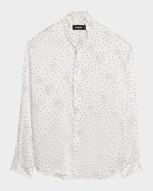 Men's Starry Night Silk Neck-Tie Dress Shirt