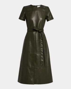 Ella Vegan Leather Midi Dress