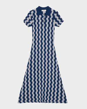 Margerite Abstract Cutout Merino Wool Midi Dress