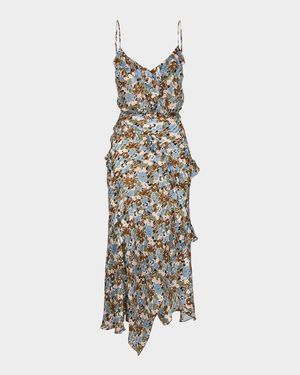 Avenel Floral Ruffled Midi Dress