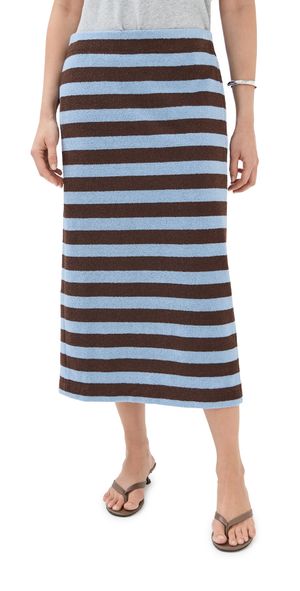 Tibi Bonded Dry Loop Terry Skirt Brown/Blue Multi M
