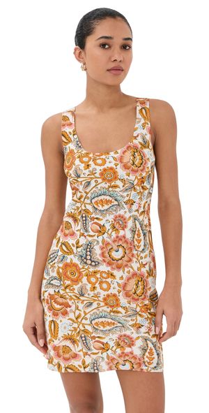 Alix of Bohemia Addie Topaz Flower Silk Dress Off-White M