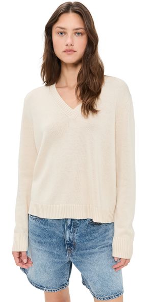 Jenni Kayne Simone V Neck Pullover Ivory XXL