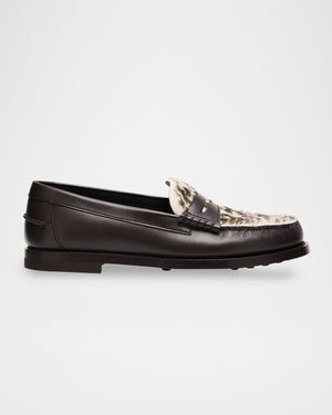 Leather and Pony Hair Penny Loafers