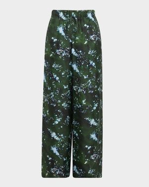 Riverside Abstract-Print Silk Pants
