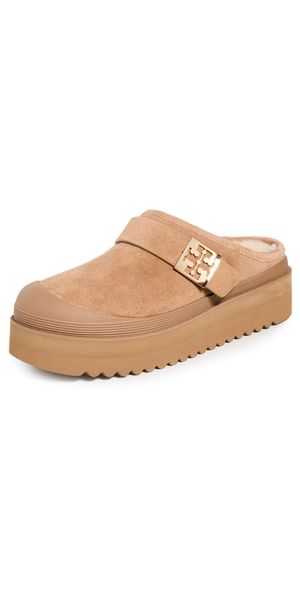 Tory Burch Mellow Shearling Platform Mules Light Chestnut/Gold 10