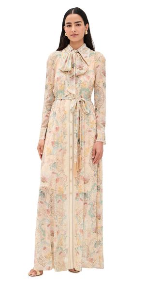Zimmermann Rebellion Pussybow Shirt Dress Pink Floral 1