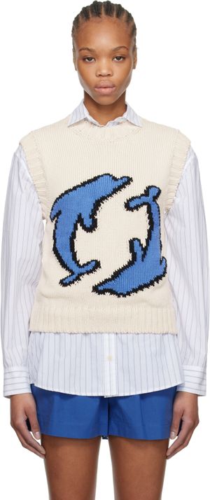 MSGM Off-White Jacquard Vest