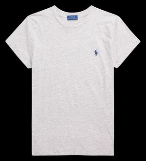Polo Ralph Lauren - Tee-shirt col rond brodé en coton - Taille L - Gris
