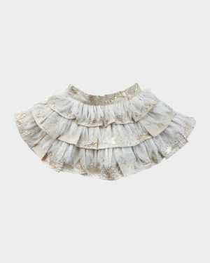 Girl's Charlie Ruffle-Print Skirt, Size 12M-12