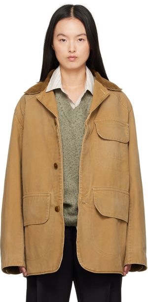 Maison Margiela Tan Corduroy Collar Waxed Jacket