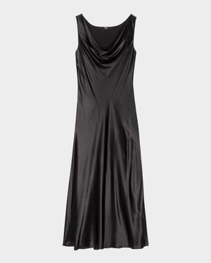 Nat Satin Cowl-Neck Midi Dress