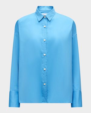Sirene Button-Down Silk Twill Scarf Shirt