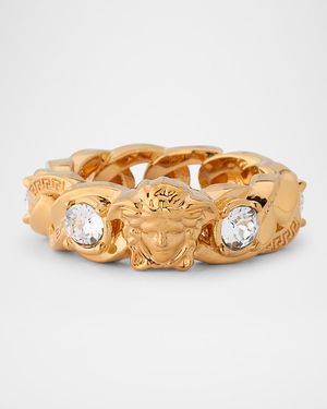 Medusa Greca Strass Chain Ring