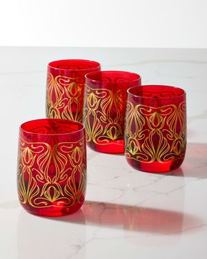 Holiday Red Double Old Fashioned Glasses, Set of 4