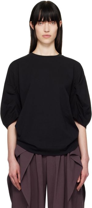 Dries Van Noten Black Pleated T-shirt