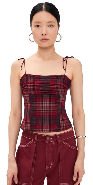 Lioness Humphrey Cami Crimson Plaid XS