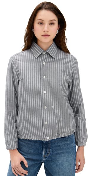 HOMMEGIRLS Shirt Bomber Jacket Black Stripe Oxford L