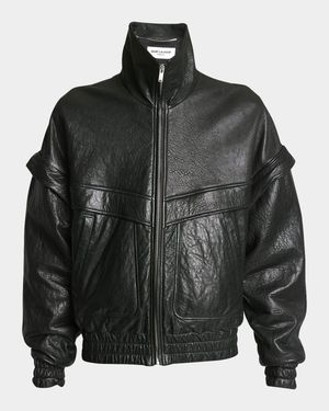 Men's 80s Leather Bomber Jacket