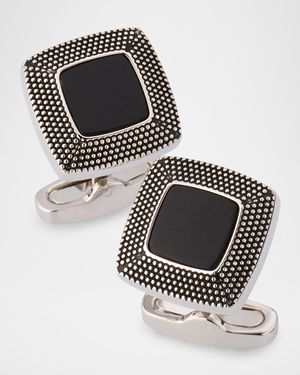 Men's Black Onyx Square Cufflinks