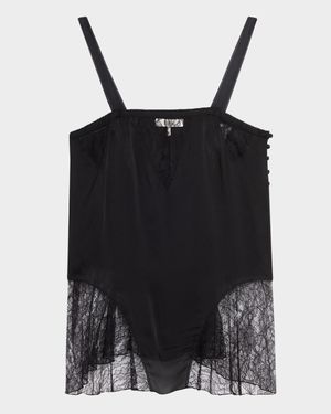 Lace-Inset Silk Cami