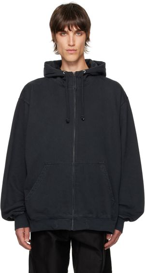 Maison Margiela Black Embroidered Logo Hoodie