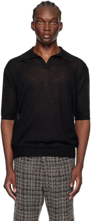 AURALEE Black Skipper Polo