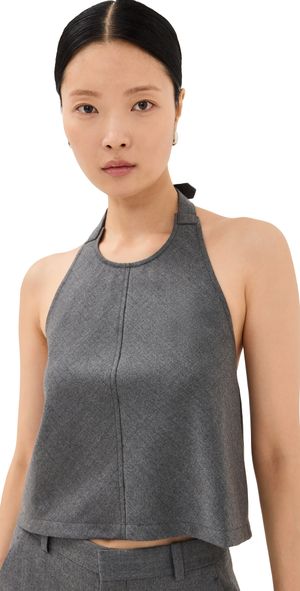 WARDROBE. NYC Backless Halter Top Charcoal S