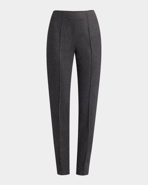 Cashmere Flannel Slim-Leg Ankle Trousers