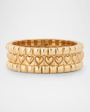 The Puffy Heart Stud Bracelet Trio