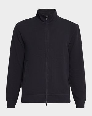 Men's Textured Cotton Full-Zip Sweater Jacket