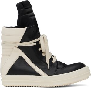 Rick Owens Black & Off-White Hollywood Geobasket Sneakers