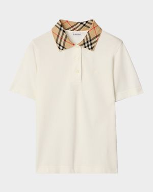 Imogen Check Collar Short-Sleeve Polo Shirt